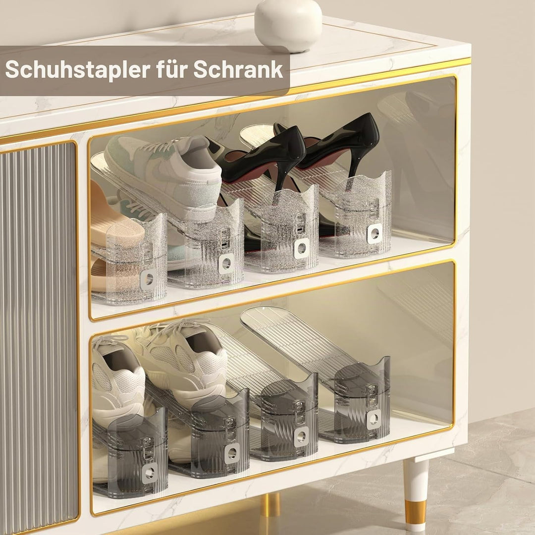 GlSAKE Schuhschlitz-Organizer, verstellbar und transparent, grau, Platzsparend, Aufbewahrung für Sch