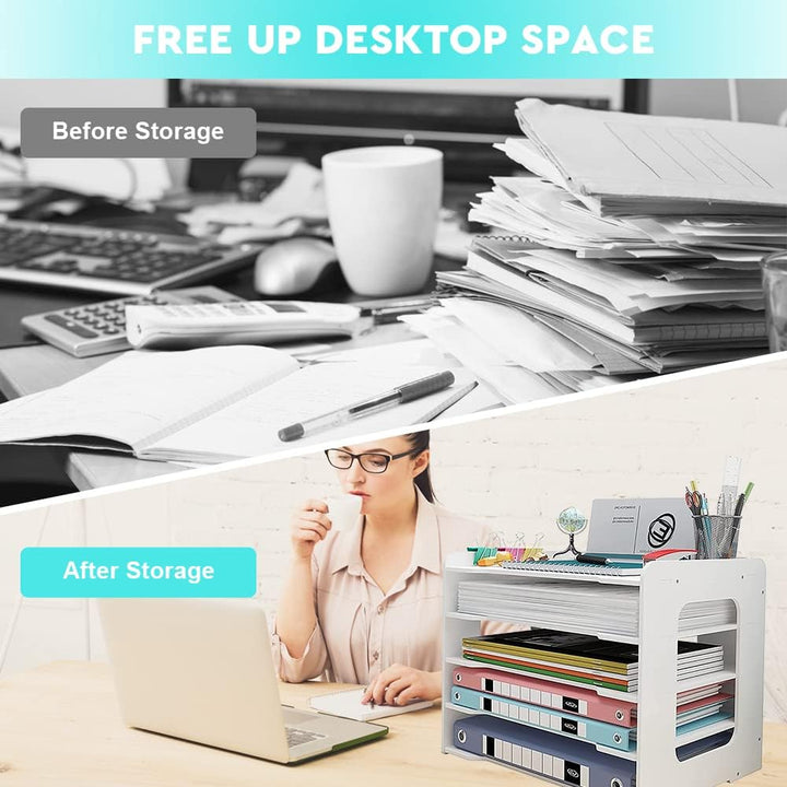 Umllpet A4 Schreibtisch-Organizer, 5-Tier Briefablage Stapelbar Dokumentenablage A4 Papier Briefabla