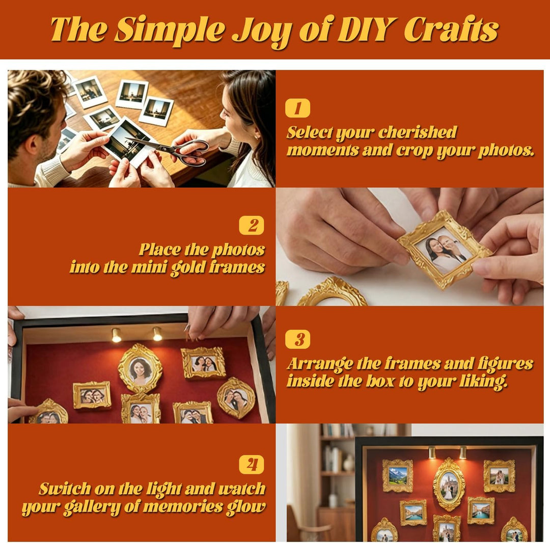DIY Mini Museum Silhouettenbox mit Licht, Shadow Box Bilderrahmen Set, Museum of us, Foto Erinnerung