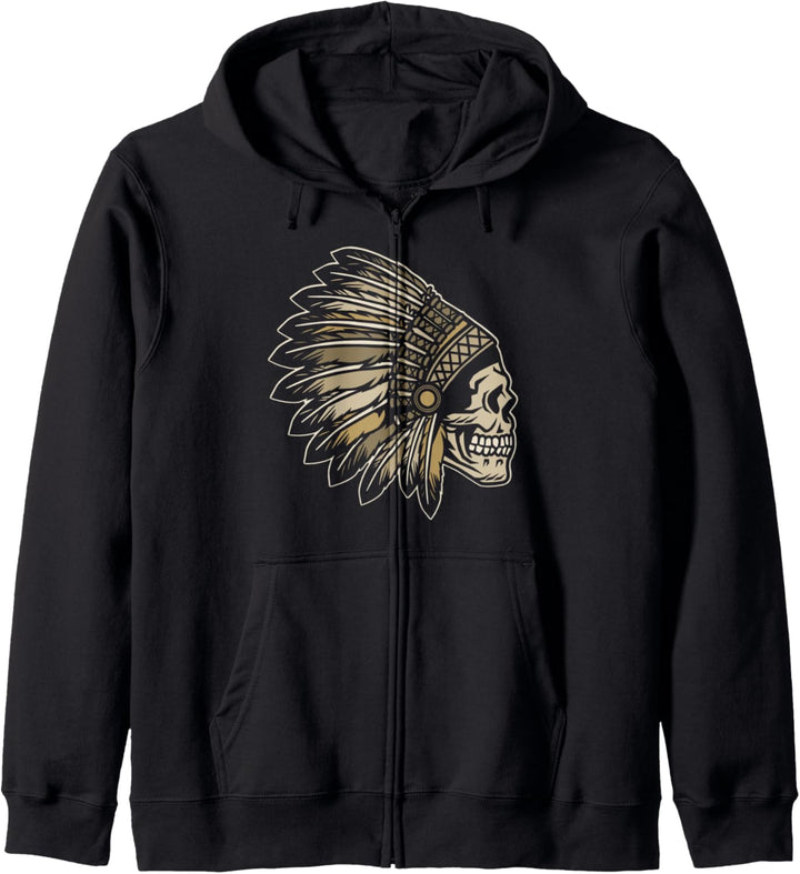 Bester Schädel-indischer Kopfschmuck-Indie-Motorrad-Rocker Kapuzenjacke
