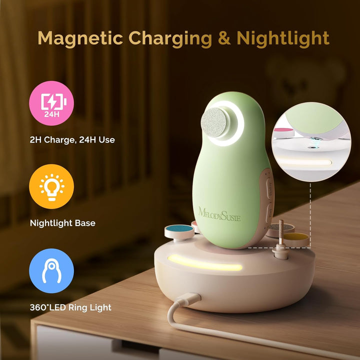 MelodySusie Elektrische Nagelfeile für Baby, Wiederaufladbare Baby Nagelfeile Elektrisch mit kabello