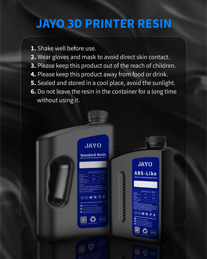 JAYO 3D Drucker Resin 2KG, ABS-Like Resin 405nm UV Standard Rapid Harz für 4K/6K/8K LCD/DLP/SLA 3D P