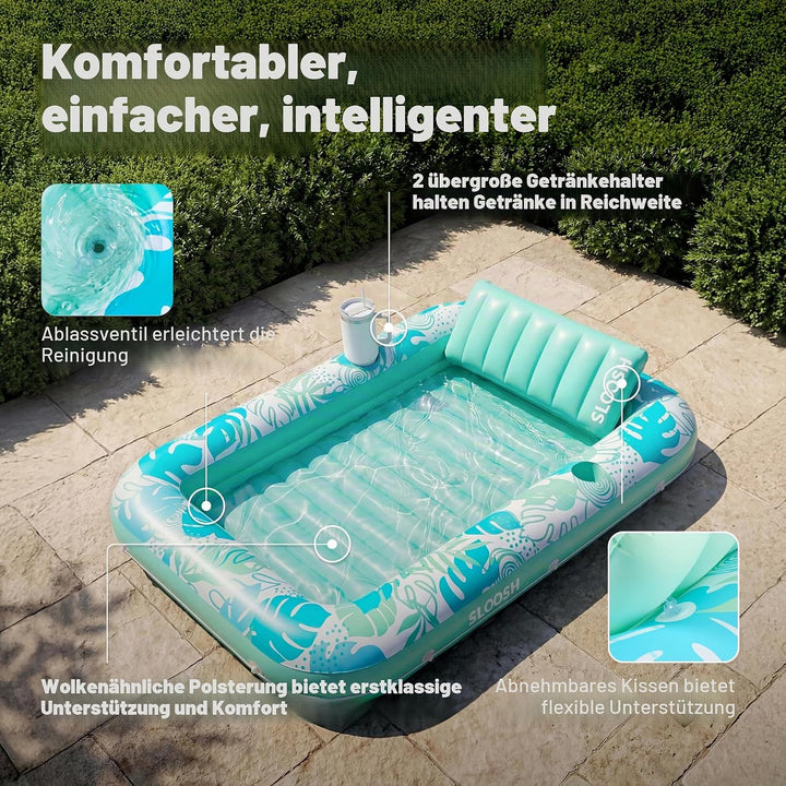 SLOOSH Aufblasbare Tanning Pool, 70" x 46"/ 85" x 57" Grosse aufblasbarer Luftmatratze für Erwachsen