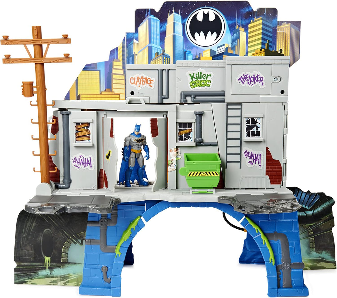 DC Batman 3-in-1-Batcave - Zweiseitiges Spielset mit 10cm grosser Batman-Actionfigur und umfangreich