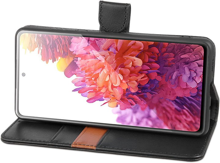 LENSUN Echtleder Hülle für Samsung Galaxy S20 FE 4G/5G, Handyhülle [Echtes Leder] [Magnetverschluss]