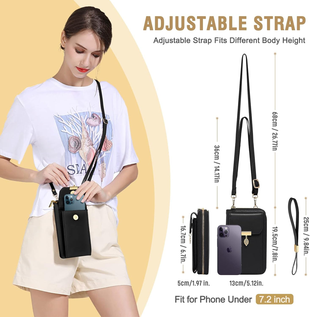 VOBUKE Handytasche zum Umhängen Klein RFID Schutz Umhängetasche Damen Leder Schultertasche mit 12 Ka