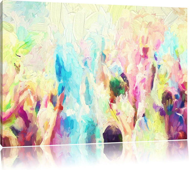 Pixxprint Farben Festival Holi Indien als Leinwandbild/Grösse: 100x70 cm/Wandbild/Kunstdruck/fertig