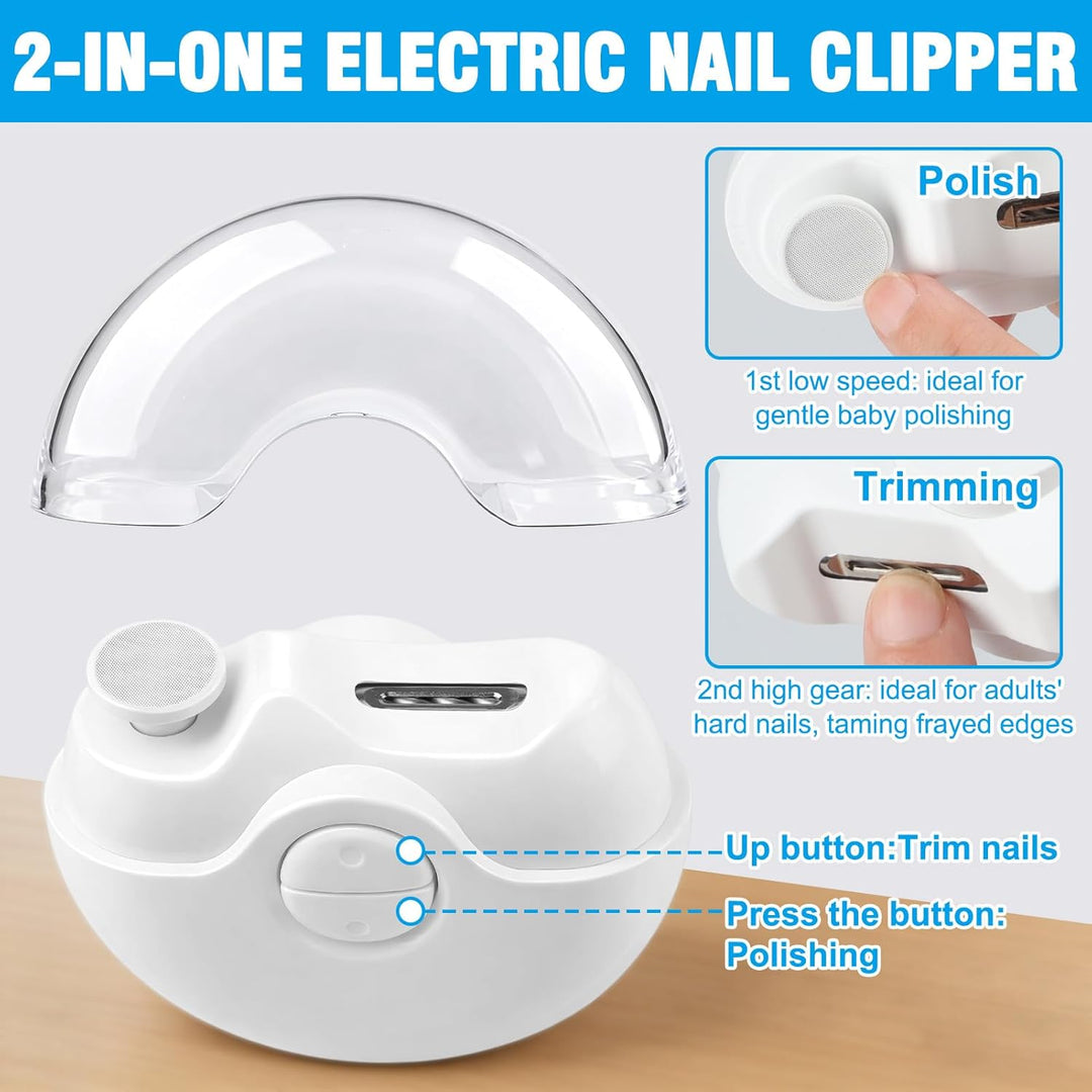 Elektrischer Nagelknipser für Senioren & Kinder, Elektrischer Nagelschneider mit LED-Licht, 3 Geschw