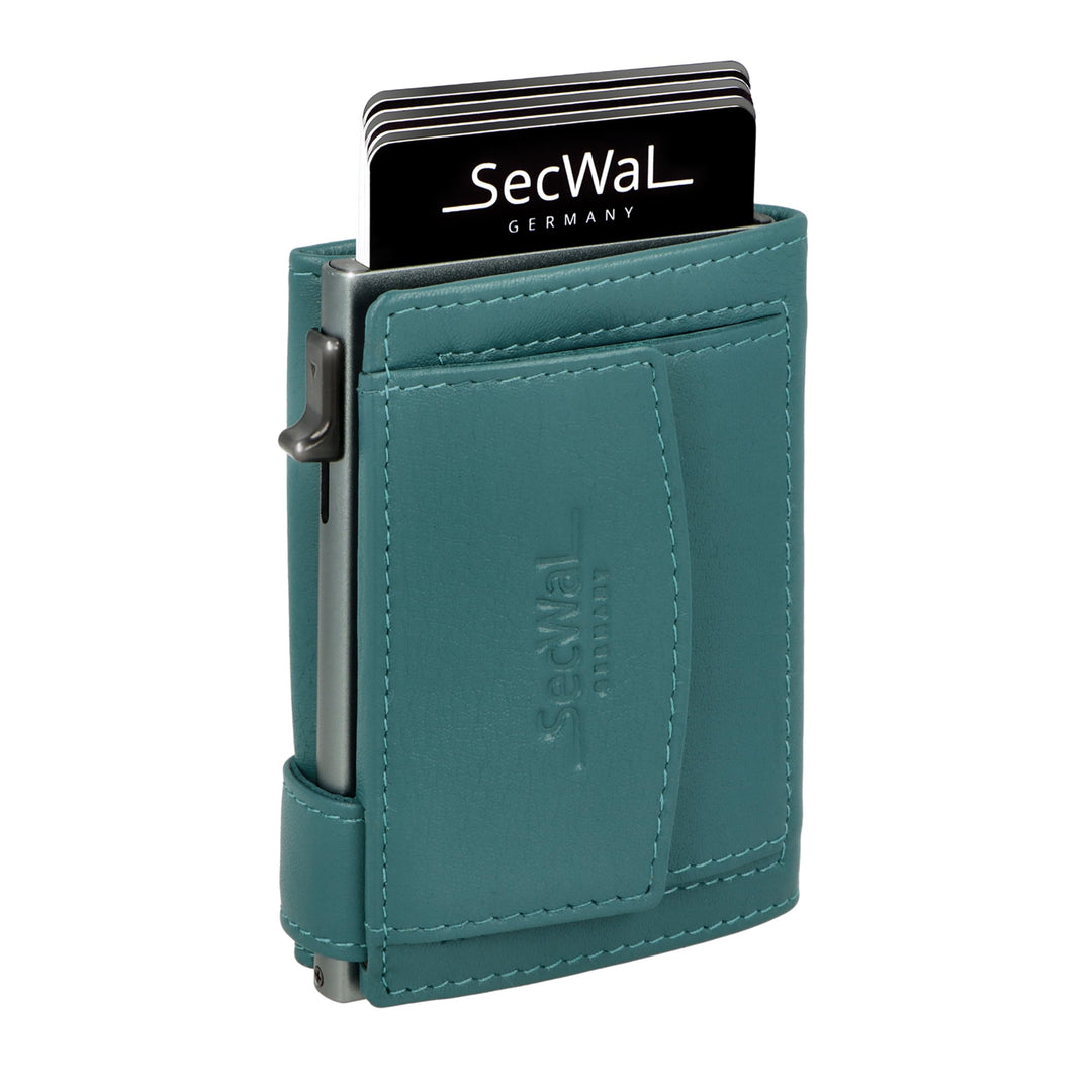 SecWal Kartenetui mit Münzfach Druckknopf inkl. Geschenkbox - Made in Germany - Echtleder Mini Geldb