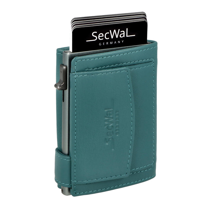 SecWal Kartenetui mit Münzfach Druckknopf inkl. Geschenkbox - Made in Germany - Echtleder Mini Geldb