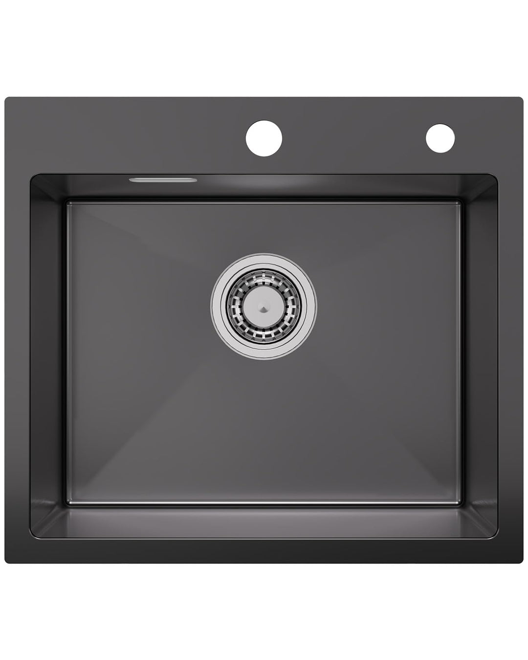 Auralum Edelstahl Spülbecken 50 cm x 45 cm mit Siphon, Anthrazit Schwarz | 1 Becken Spüle, Vorgebohr