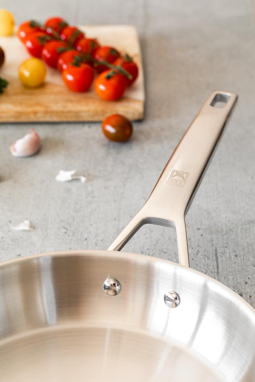 BRA Signature | Set mit 3 Bratpfannen 20-24-26, professioneller Edelstahl 18/10 ohne Antihaftbeschic