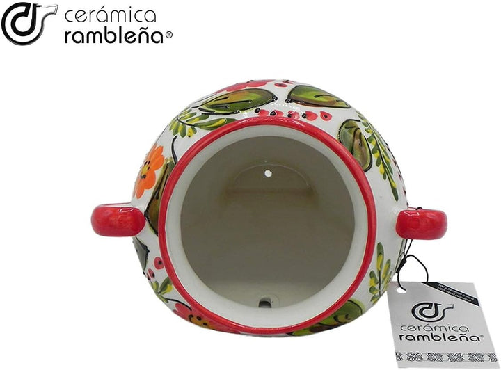 CERÁMICA RAMBLEÑA | Hängende Töpfe I Tontopf zum Aufhängen | Wandpflanzer | Rot und Weiss | 100% Han