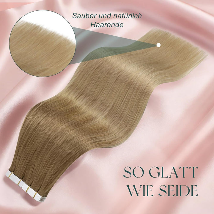 Easyouth Tape in Extensions Echthaar Tape in Extensions Goldbraun Mix Dunkelgolden Blond Tape in Ext