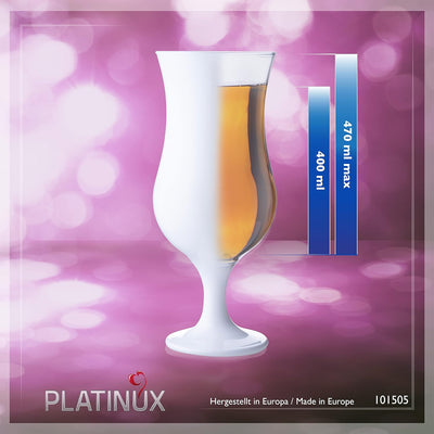 PLATINUX Weisse Cocktailgläser Set 6 Stück 400ml (max. 470ml) Longdrinkgläser Partygläser Milkshakeg
