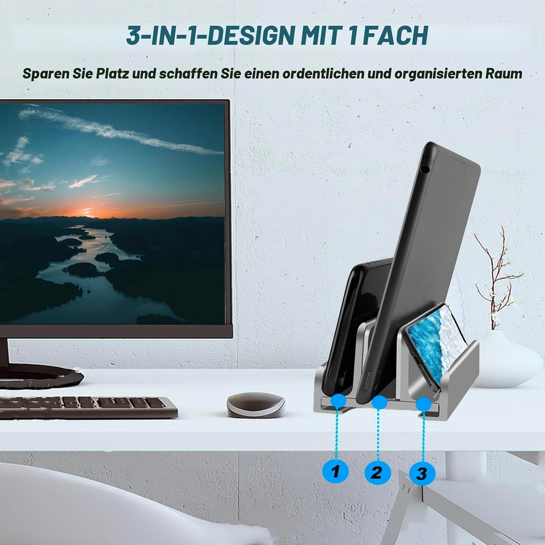 Laptop Sänder Vertikal Laptop Halter, 3-in-1 Laptop Halterung Verstellbarer Notebook Ständer Schreib