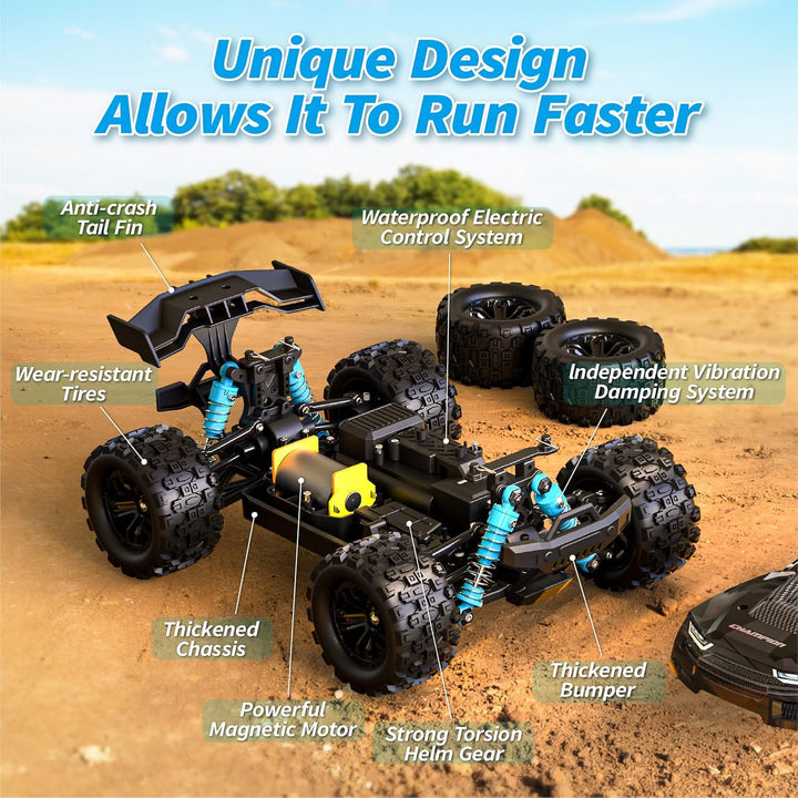 snookids Ferngesteuertes Auto - 1:18 High Speed RC Auto Offroad Buggy 40 km/h, 2,4 GHz 4WD All Terra