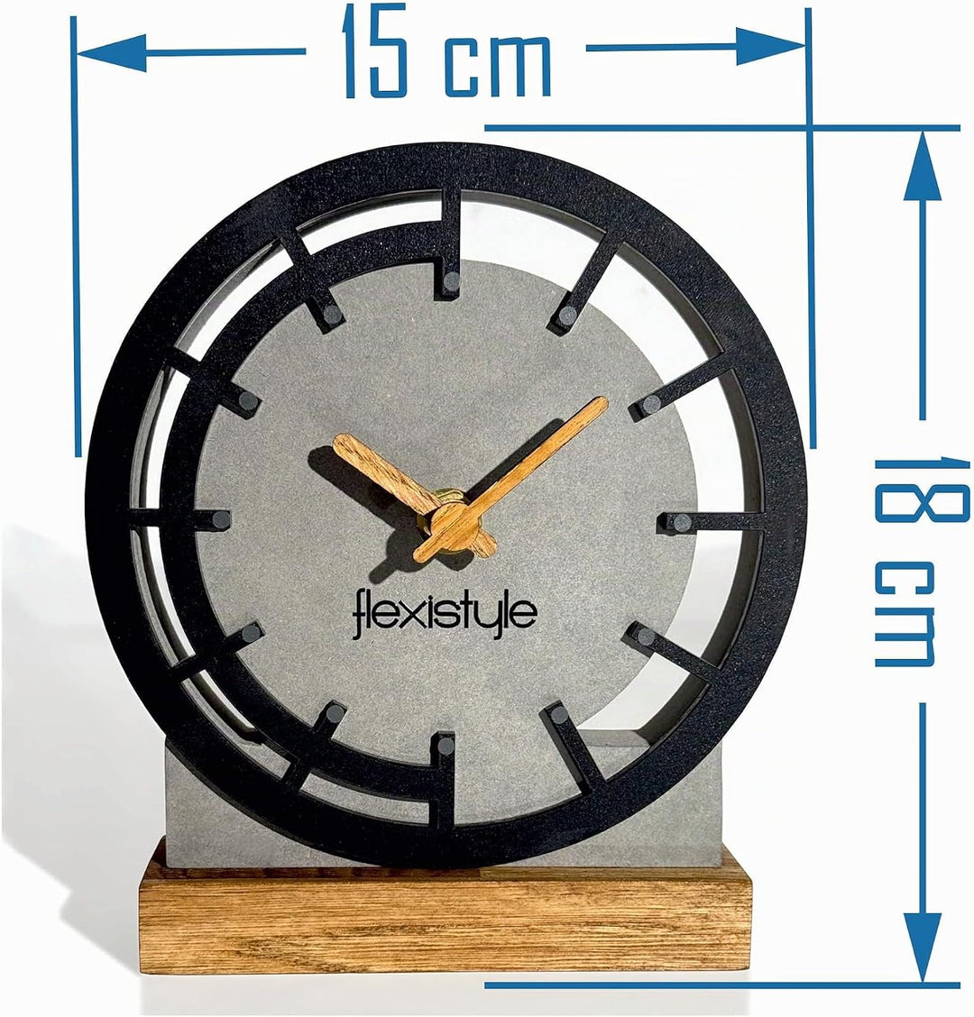 FLEXISTYLE Modern standuhr tischuhr klein aus Holz Eiche Wohnzimmer Badezimmer Uhr Holz tischuhren h