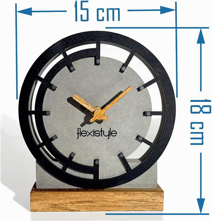 FLEXISTYLE Modern standuhr tischuhr klein aus Holz Eiche Wohnzimmer Badezimmer Uhr Holz tischuhren h