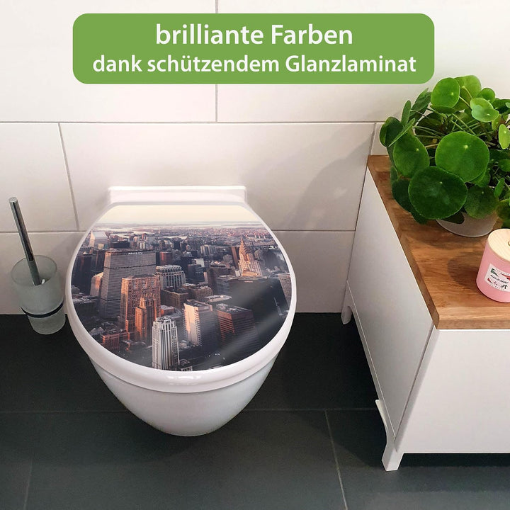 banjado Toilettendeckel mit Absenkautomatik 44,5x37cm - Soft Close Toilettensitz - WC Sitz mit Absen