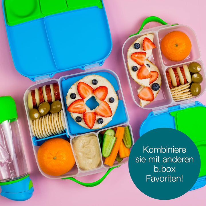 b.box Brotdose Kinder mit Fächern | Jumbo Bento Box mit 4 Fächern (2 Auslaufsicher), Herausnehmbarer