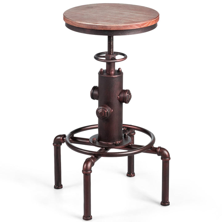 COSTWAY Barhocker höhenverstellbar, 59,5-75 cm, Barstuhl aus Holz und Metall, Tresenhocker mit Fusss