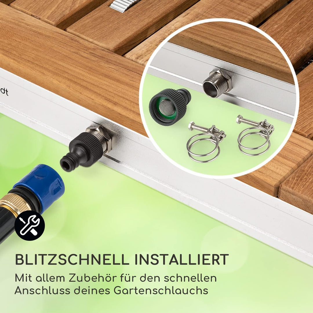 blumfeldt Cool Breeze - Gartendusche, Campingdusche, WPC, Aluminium, Holzoptik, Tragegriff, Gartendu