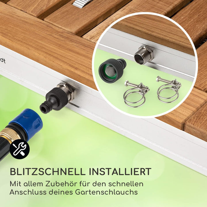 blumfeldt Cool Breeze - Gartendusche, Campingdusche, WPC, Aluminium, Holzoptik, Tragegriff, Gartendu