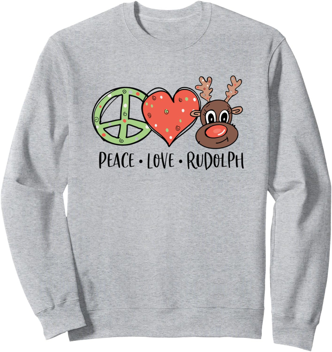 Peace Love & Rudolph Reindeer Christmas Xmas Gift Kid/Adult Sweatshirt
