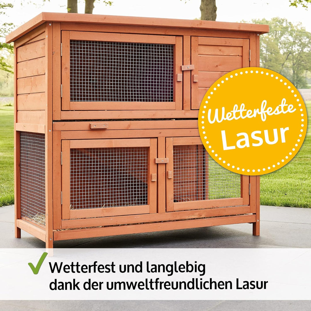 zooprinz Premium Hasenstall Mukkel – Kaninchenstall aus edlem massiven Vollholz ideal für draussen –