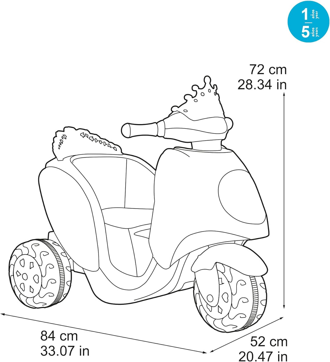 FEBER - Scooty Little Princess, 6V rosa Elektroroller und Aufsitzmobile mit Prinzessinnendesign, mit