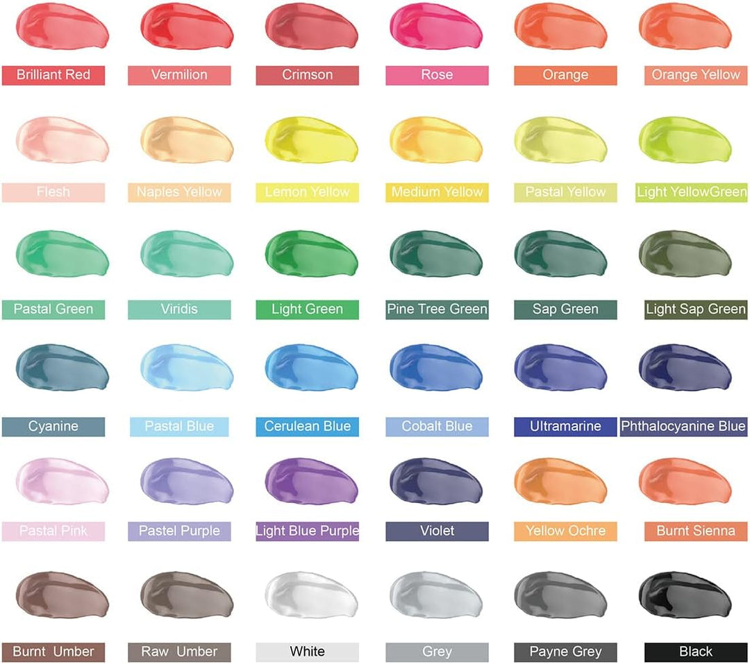 INK LAB Acrylfarbe Set 36 Farben Waschfeste Acryl Farben Künstlerfarbe Malfarben Ungiftig Ideal für