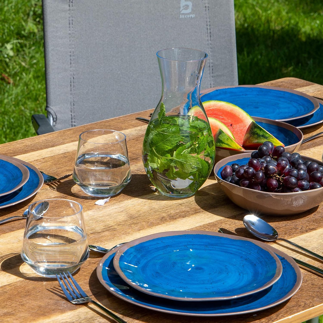 Bo-Camp Melamin Geschirr Set Halo Camping Essgeschirr Reise Picknick Teller, Blau