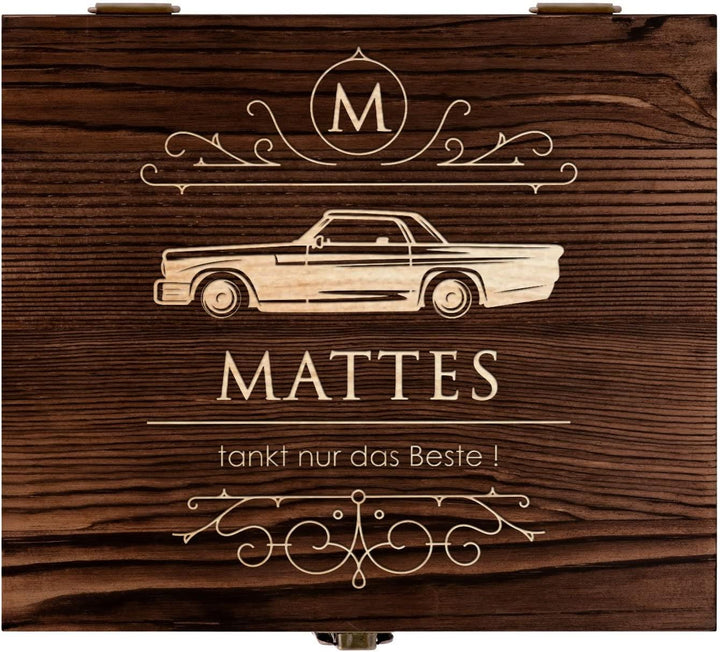 Maverton Whisky Steine Set - in Holzbox mit Gravur - 8 Eiswürfel + 2 Whisky Gläser - wiederverwendba