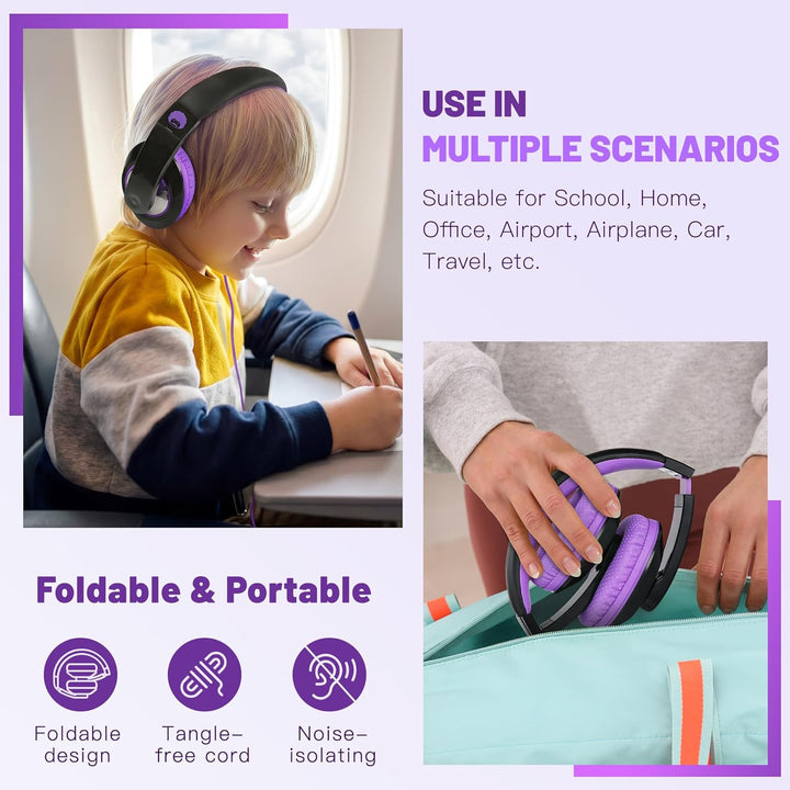 RockPapa Comfort Kinder Kopfhörer für Schule Jungen, Kopfhörer Kinder mit Kabel, Einstellbar, Stereo