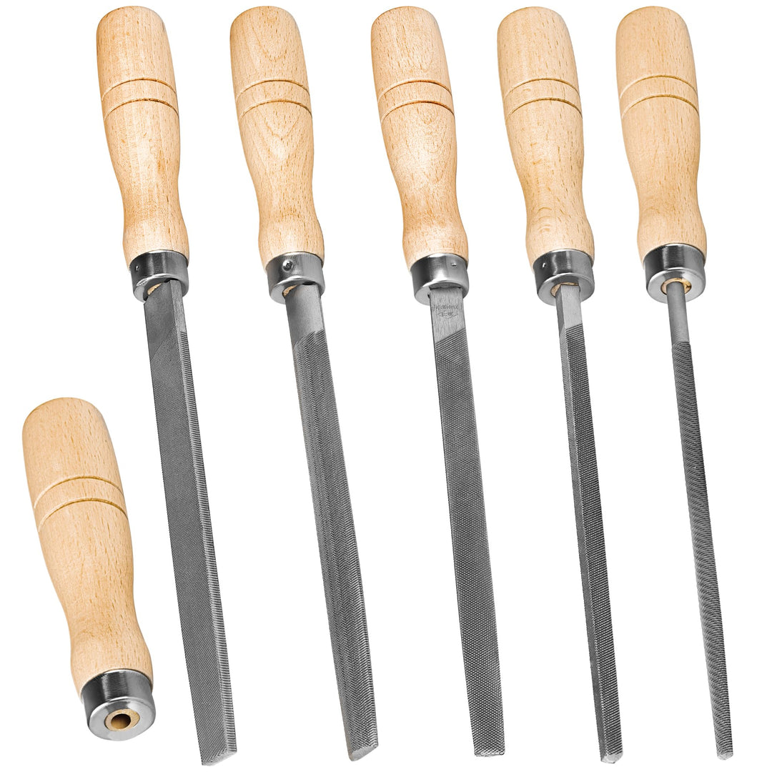 ACCOCO Hartstahl Feilen Set mit Holzgriffen Raspel Feile für Metall, Holz, Kunststoff, 5 Stück