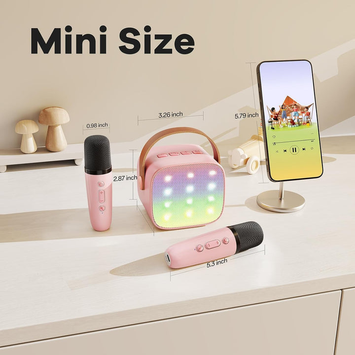 YLL Mini Kinder Karaoke Maschine mit 2 Mikrofon, Karaoke Geschenke für Mädchen Alter 3 4 5 6 7 8 9 1