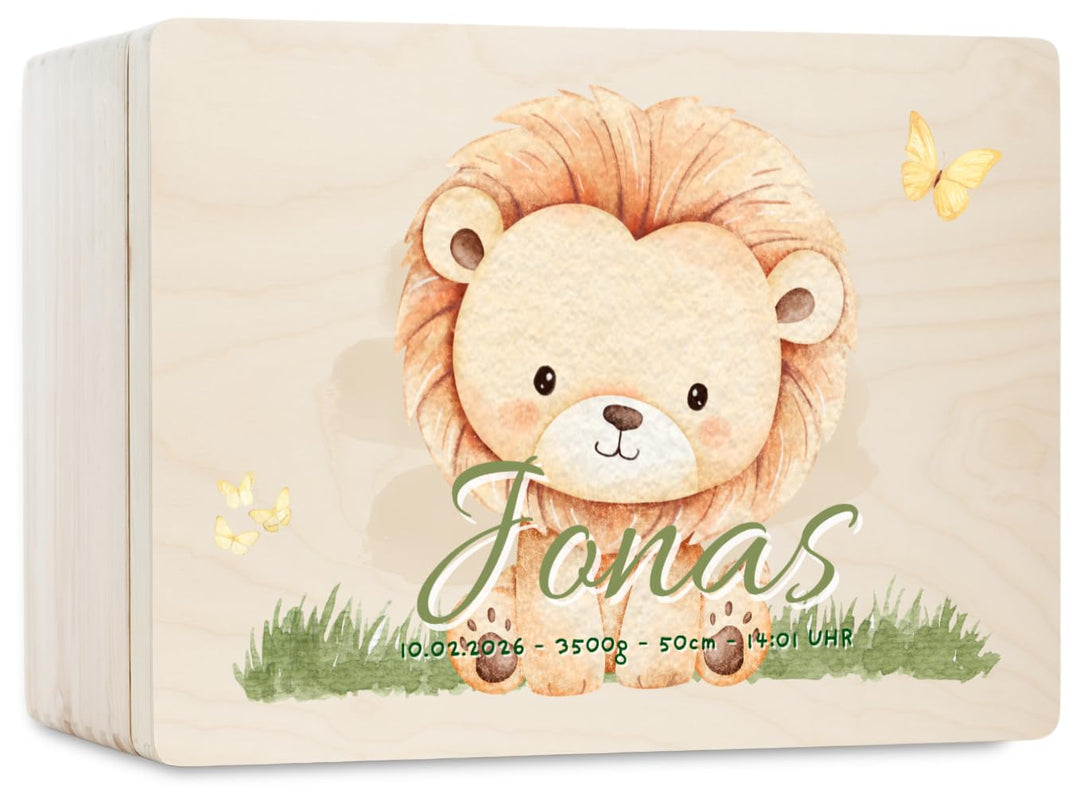 Pinus Erinnerungskiste Holz personalisierbar 40x30x23 cm | Wunschtext Name Datum, Kiefernholz, UV Dr
