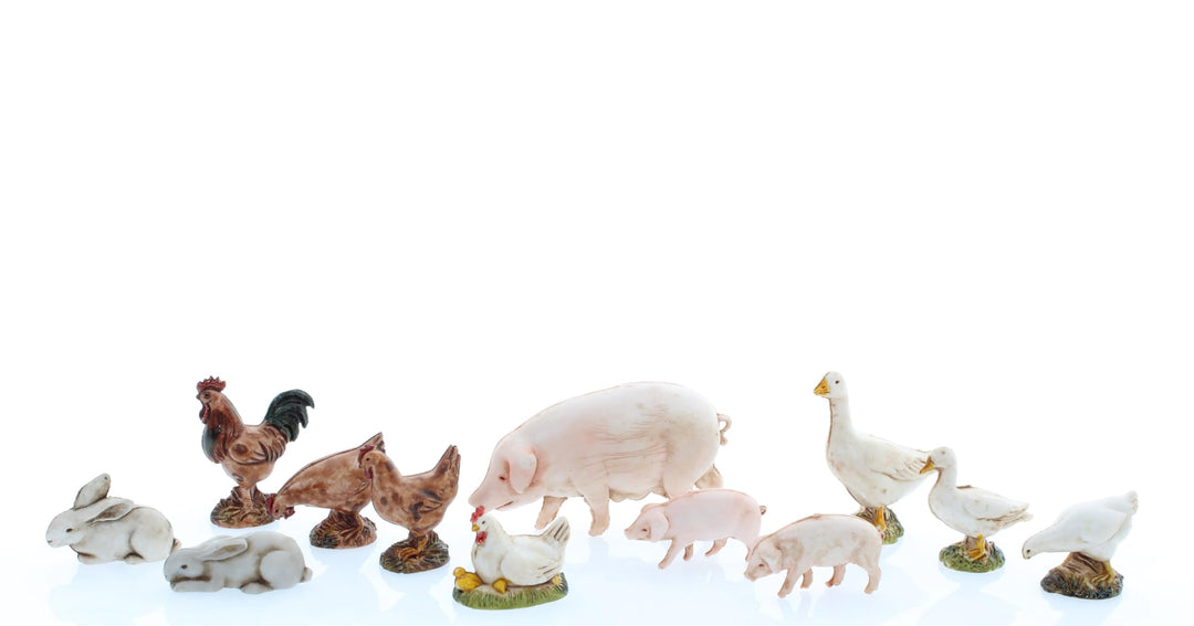 Moranduzzo 12 Tiere vom Bauernhof für Krippe 10 cm Massstab 1:20 - Unzerstörbare Krippenfiguren - Ha