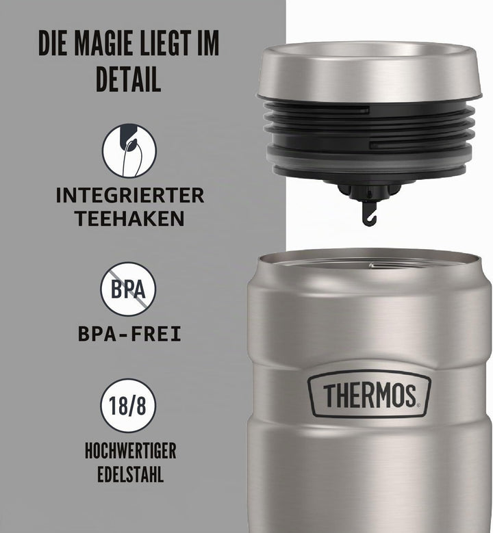 Thermos Stainless King 16 Ounce Travel Tumbler, Stainless Stee Matter Stahl, Matter Stahl