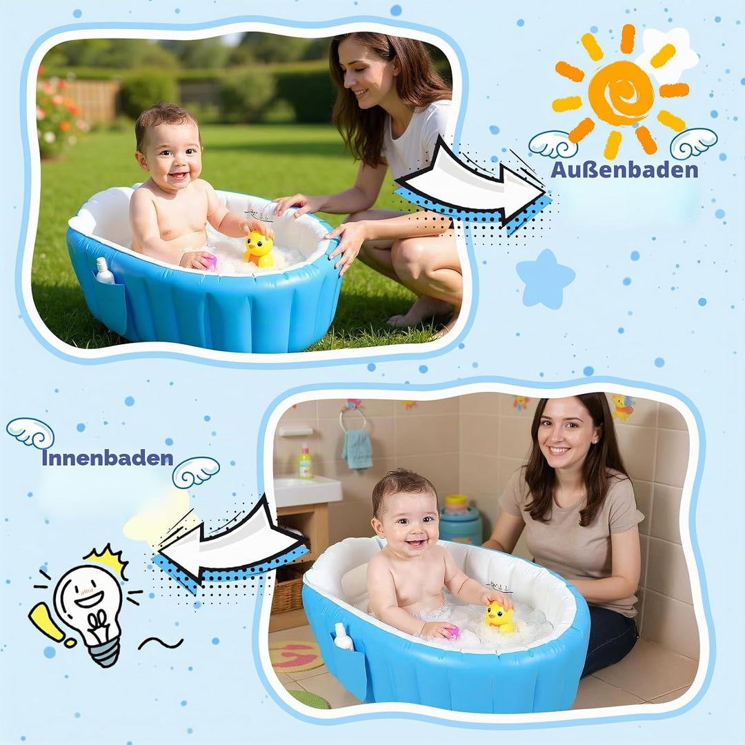 Aufblasbare Baby Badewanne, Säuglings Kinder Badewanne mit Luftpumpe, Reise Tragbare Badewanne für D