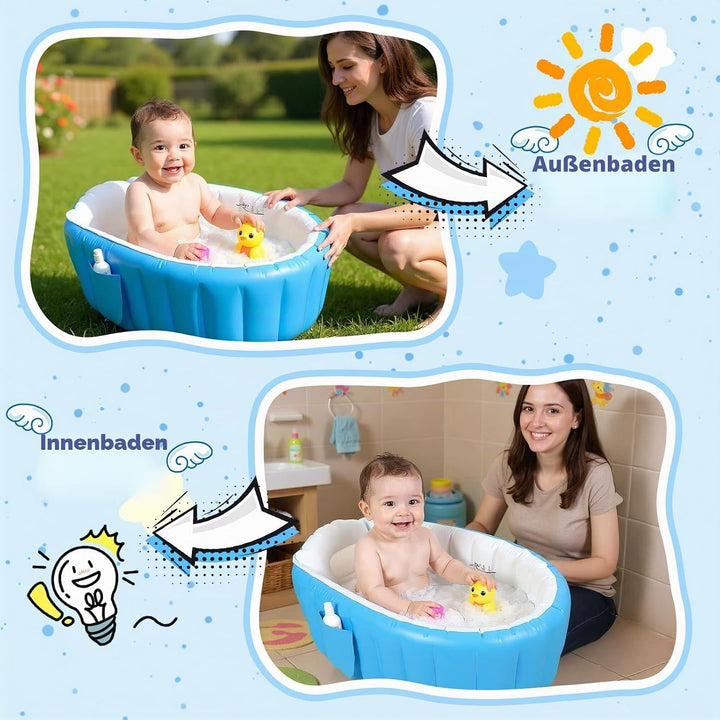 Aufblasbare Baby Badewanne, Säuglings Kinder Badewanne mit Luftpumpe, Reise Tragbare Badewanne für D