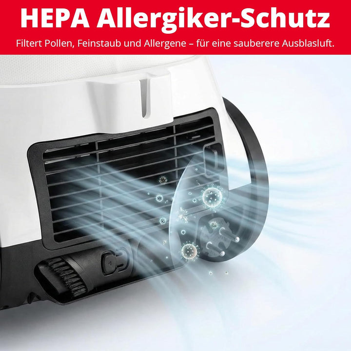 Trisa Bodenstaubsauger mit Beutel Comfort Clean – 11m Radius, HEPA-Filter & Stufenlose Saugkraft – L