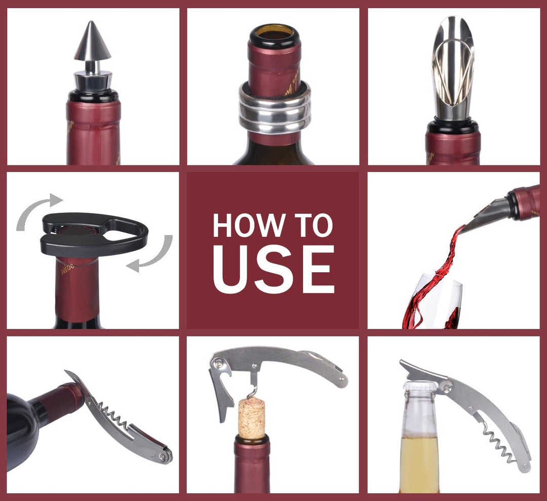 Wine Corkscrew Accessories Set,Wine Bottle Opener Tool Kit with Drink Sticker,The Greatest Party Gif