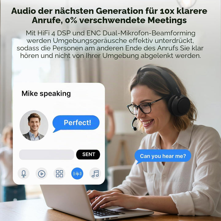 NEARITY EP320 Wireless Headset mit Mikro für Arbeit, Bluetooth-Headset mit Geräuschunterdrückung, US