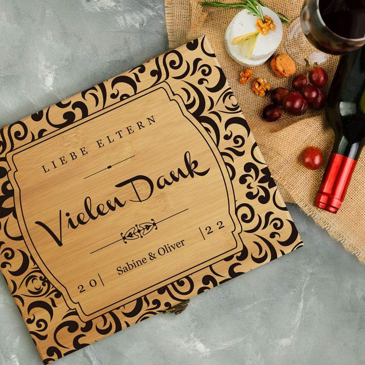 Maverton Weinöffner-Set personalisiert Weinset Sommelier Set - Geschenkbox Holzbox + 8er Weinzubehör