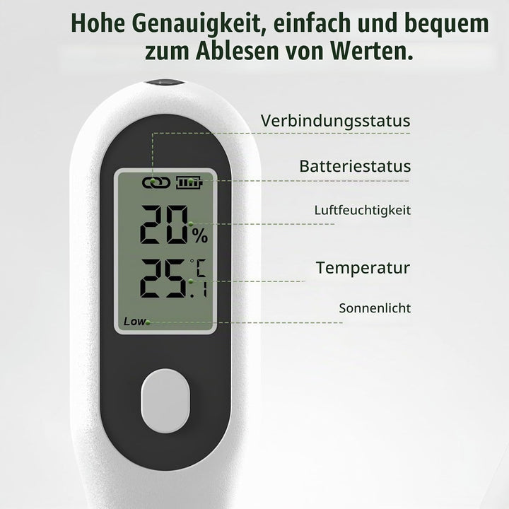 GIEX Zigbee 3-in-1 Bodenfeuchtesensor, 1er-Pack, für Garten mit Temperatur- &amp; Lichtmessung, kompatib