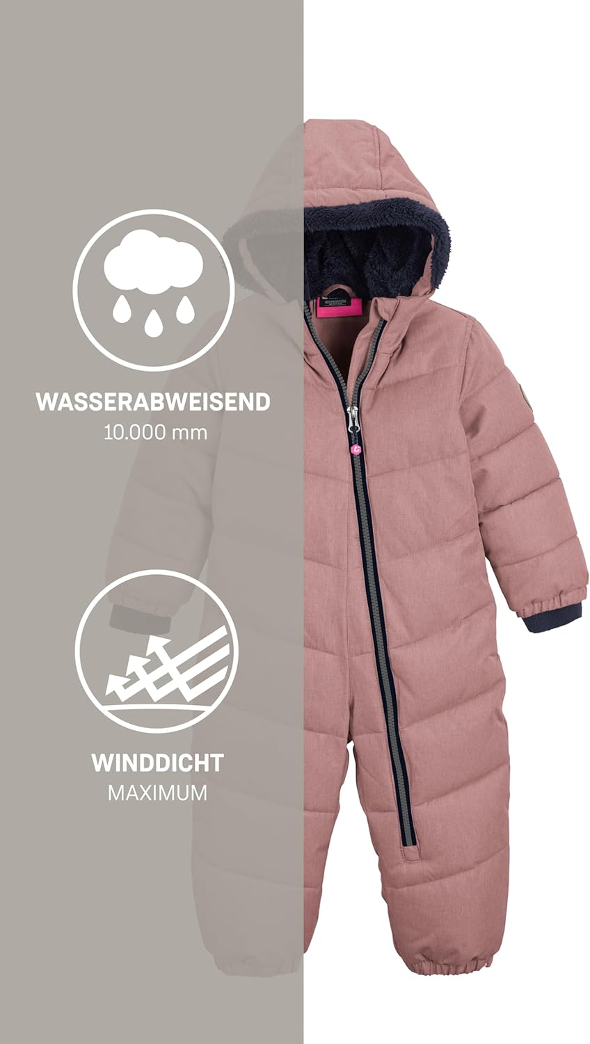 Killtec Unisex Kinder Karter Mini Overall In Daunenoptik Mit Kapuze 98-104 rose, 98-104 rose