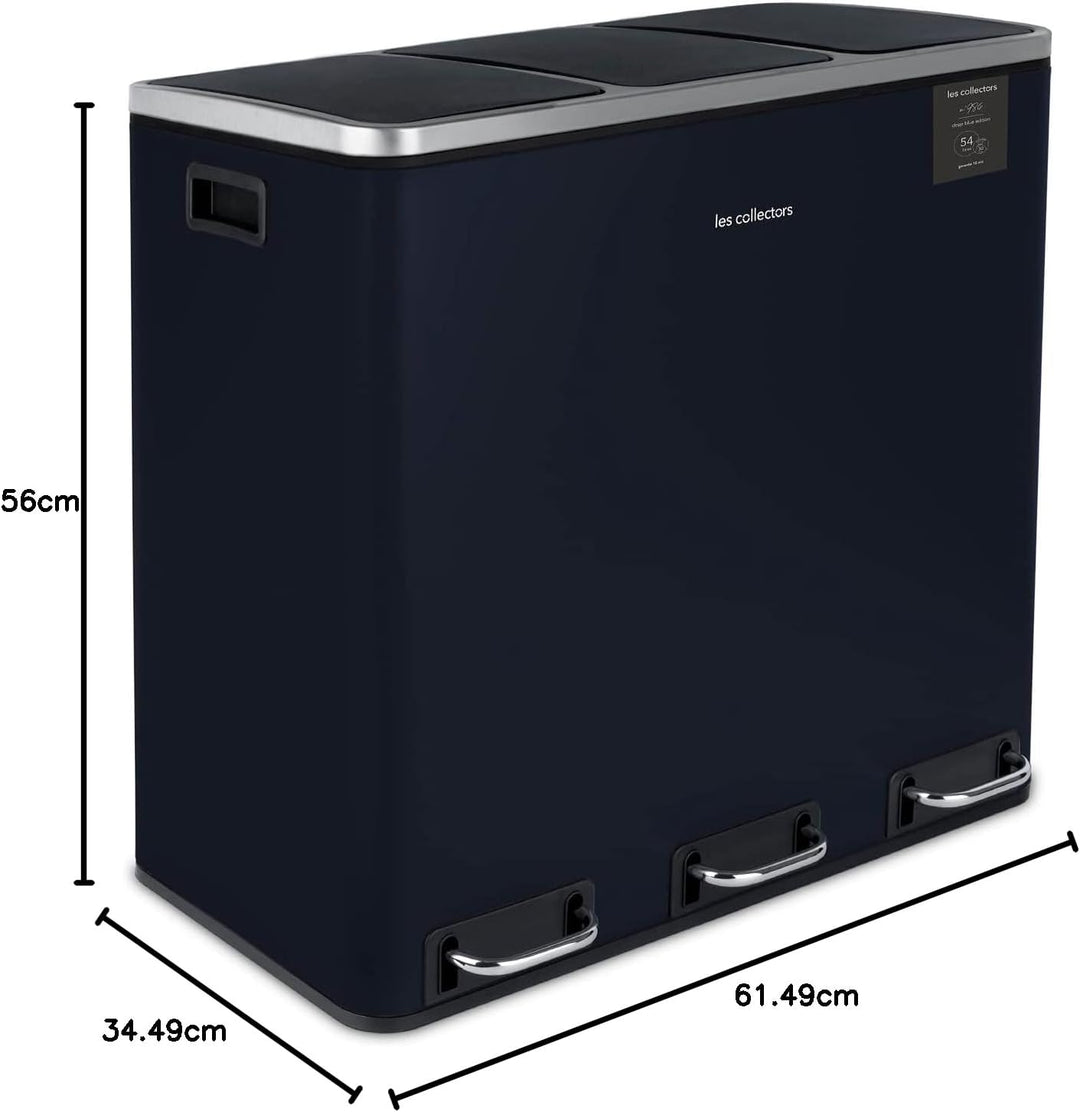 Les Collectors Nr. 986, Mülleimer, 3 Behälter, Fassungsvermögen 54 l, 3 x 18 l, Edelstahl, Pedal aus