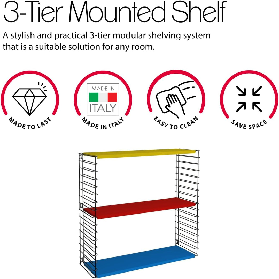 Tomado Metaltex Libro Wandmontierbares und verstellbares Regal, Farbe, Metall, Mehrfarbig/schwarz, 1